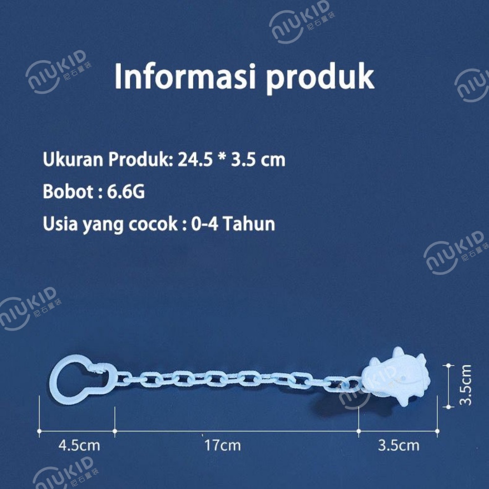 NIUKID KLIP RANTAI PENJEPIT DOT BAYI RANTAI DOT BAYI TALI GANTUNGAN EMPENG PACIFIER HOLDER CHAIN