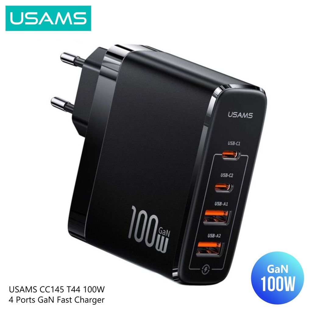 USAMS T44 CC145 Adaptor Charger 2Usb+2Type-C GaN 100W
