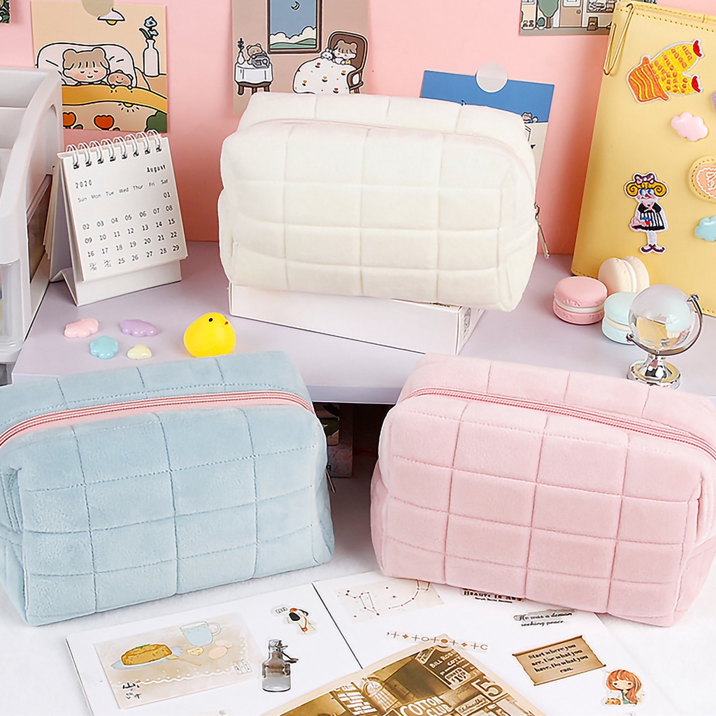 Tempat pensil lucu, tas kecil, kapasitas besar, pensil warna macaron, tas kosmetik, tempat pensil me