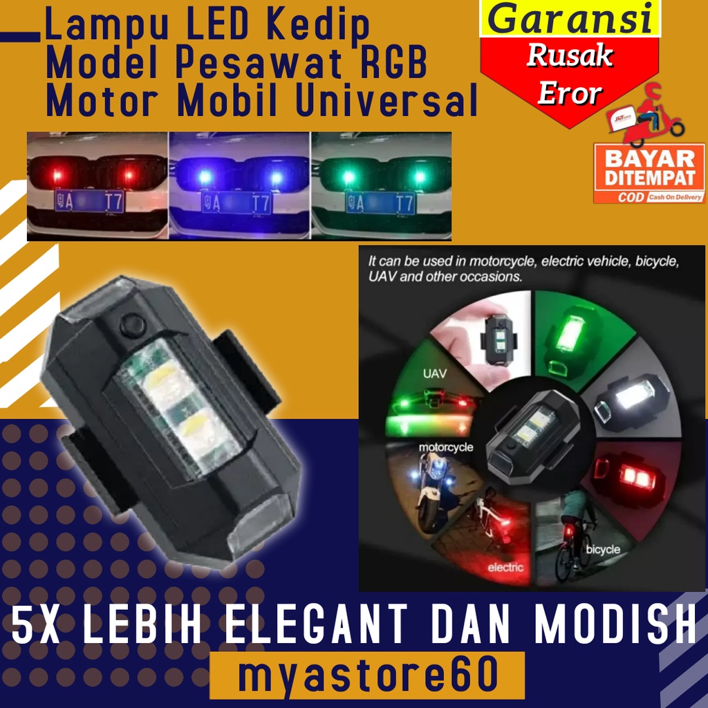 Lampu LED Kedip Model Pesawat RGB Motor Mobil UNIVERSAL