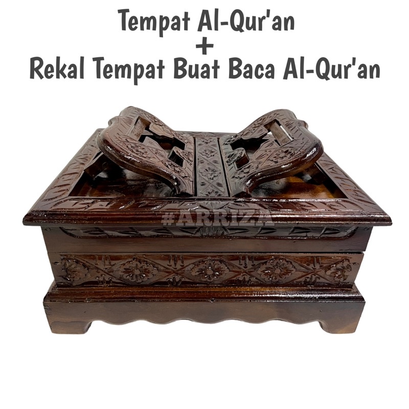 TEMPAT KITAB AL-QURAN + REKAL TEMPAT MEMBACA AL QURAN KAYU JATI ASLI