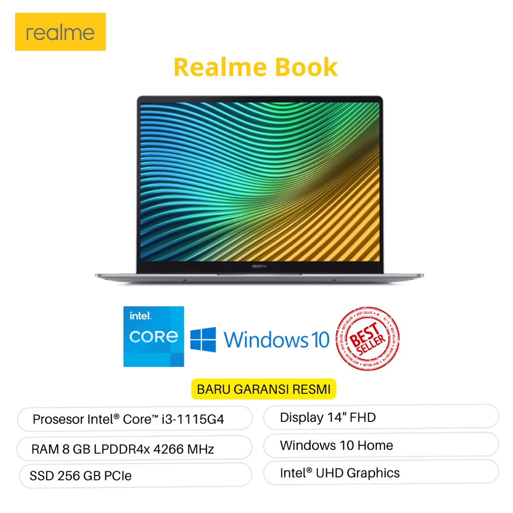 Laptop Realme Book RMNB 1001 i3 - 11 8/256GB Baru Garansi Resmi