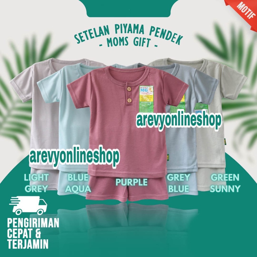 Setelan Baju Bayi Oblong Kancing Baju Pendek Celana Pendek Polos Warna Moms Gift SML XL 4-3 Tahun Unisex