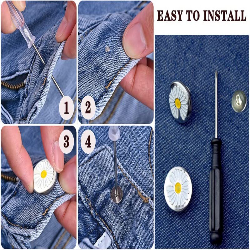 Kancing Jeans Bahan Metal Kancing Pinggang Adjustable Kancing Ajaib Unisex Kancing Pengecil Jeans