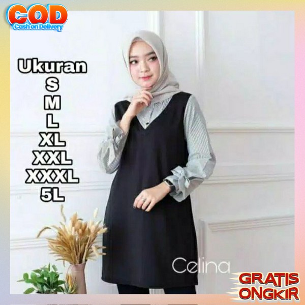 Bloese Cwe Korean Style Boluse Import Premium Bluoes Cewek Remaja Kasual Buju Basic Kuliah Blues Kon