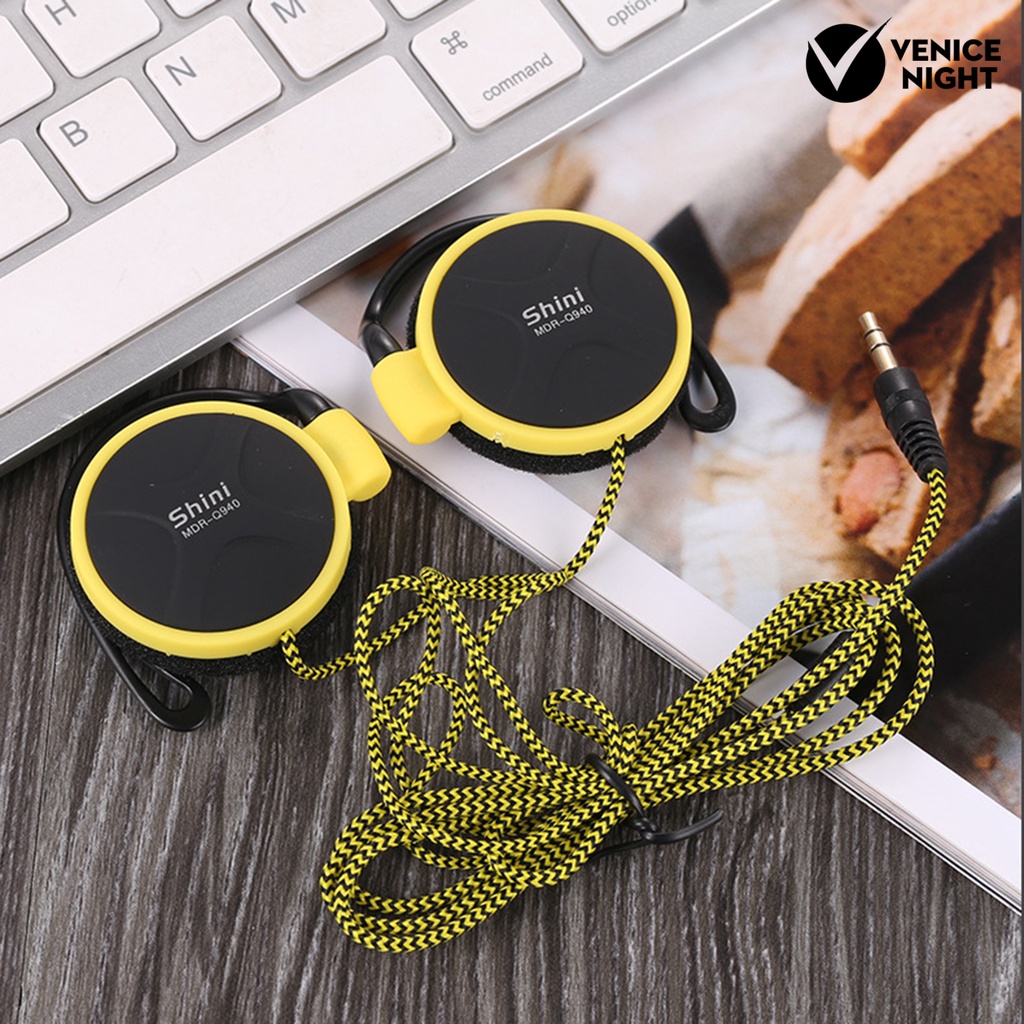 (VNEP) (Berkabel) Earbud High Fidelity Sensitif Kebisingan Membatalkan Ergonomis 3.5mm Stereo Olahraga Ear Hook Earphone untuk Menjalankan