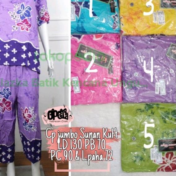 Setelan Celana Panjang Jumbo Motif Sunan Batik Kencana Ungu Label Hita
