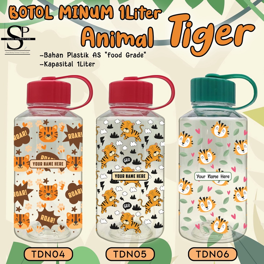 Botol Minum Anak 1L Motif Tiger BPA FREE