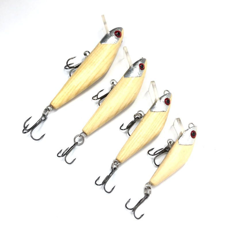 Umpan Minnow Woden Lure Natural Kayu + Treble