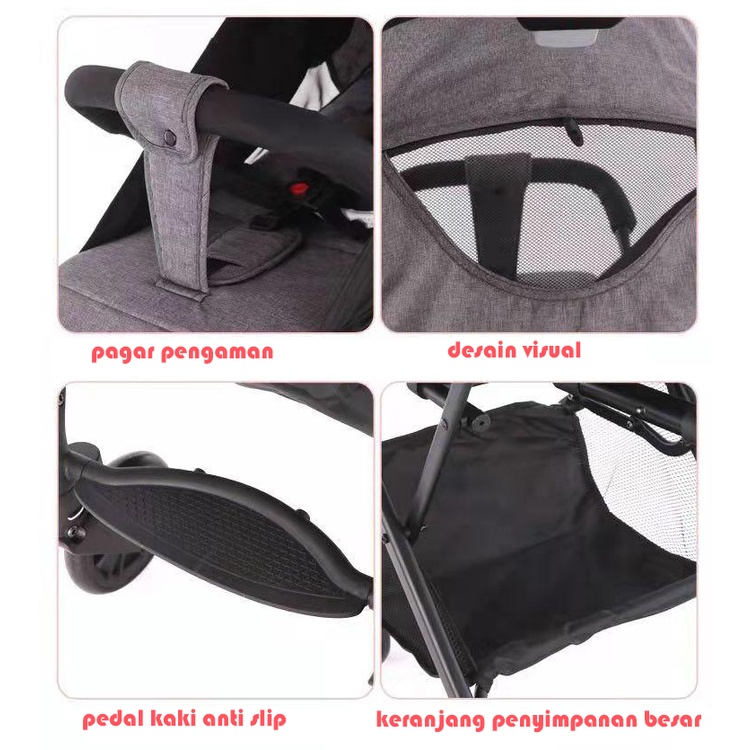 Mmflight Stroller Baby Kereta Dorong Bayi Lipat Traveling Stroller Dapat Dilipat(Bisa Duduk Dan Berbaring)