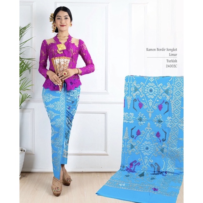 Kamen bordir katun lembaran motif songket