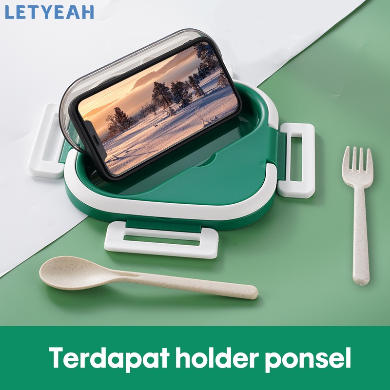 LetYeah 1300ml lunch box kotak makan set tas bekal dan 500ml botol air anti tumpah /BPA free