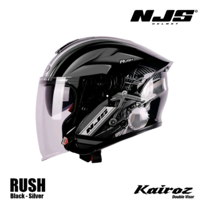 HELM NJS KAIROZ BLACK SILVER DOUBLE VISOR