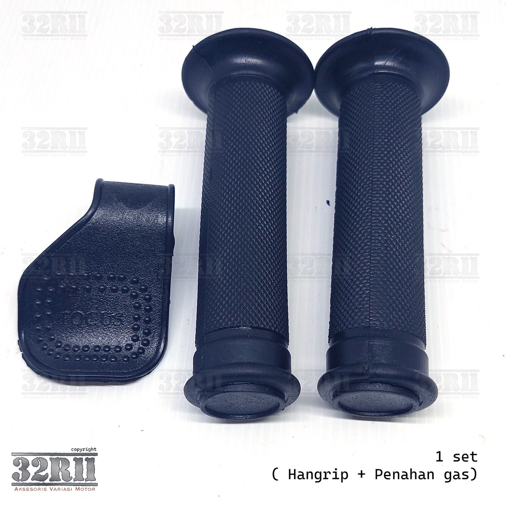 1set grip handgrip hitam polos empuk plus penahan gas motor arm rest motor