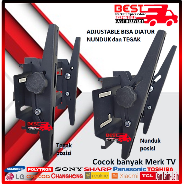 Bracket TV LED LCD 14&quot; s/d 43&quot; Universal [ 43 40 32 24 21 17 14 inchi ] Bisa nunduk  FULL BESI bracket braket breket briket breaket brecket bricket