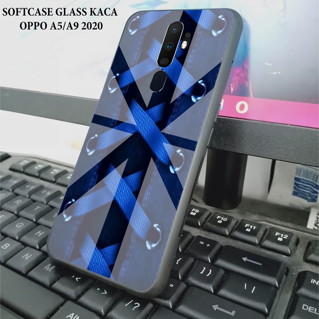 Softcase Glass Kaca OPPO A5 2020 - Case Hp Pelindung Handphone OPPO A9 2020 [ A67].
