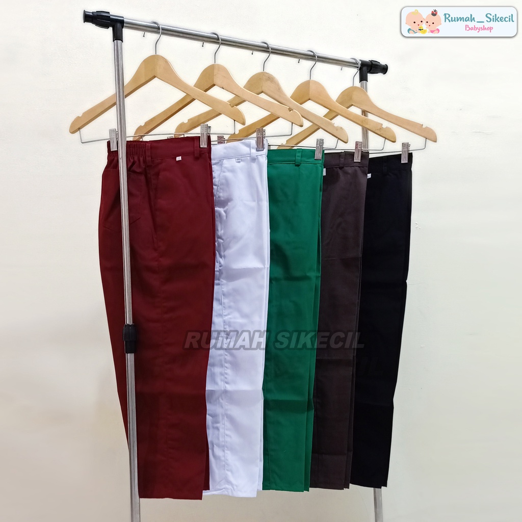 Celana Panjang SD Merah Putih Cokelat Pinggang Karet Celana Sekolah SD / Celana Panjang Karet Merah 