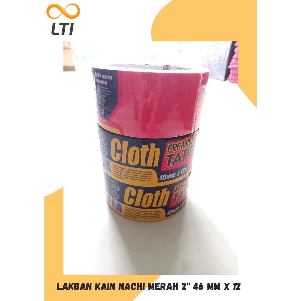

Lakban Kain Nachi Hitam Merah 2" 46 mm x 12 Linen Nachi Tape Per PCS