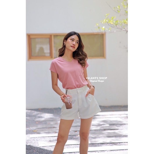 GIANTS BASIC | TSHIRT CASUAL GIANTS STUDIO | KAOS OVERSIZE GIANT | BAJU MODEL V NECK KANTONG 1 | KAO