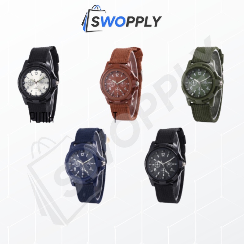 Swopply J170 Jam Tangan Kanvas Pria Jam Analog Cowok Fashion