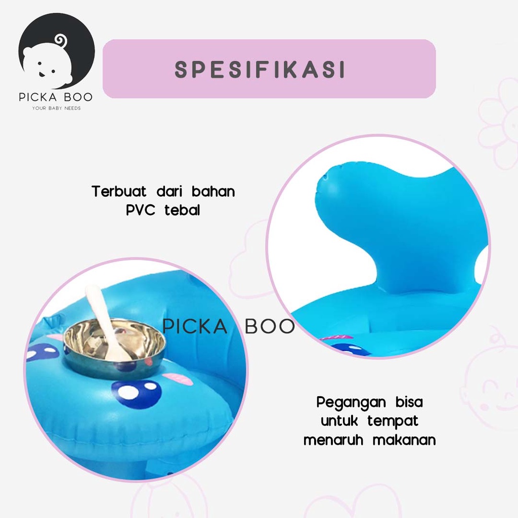 PICKA BOO Sofa Tiup Kursi Pompa Bayi Bentuk Ikan Anti Bocor