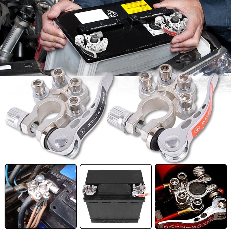 FX 2PCS Klem Aki Mobil Tembaga/Klem Kepala Aki Mobil Kuningan Quick Release Terminal Aki Mobil