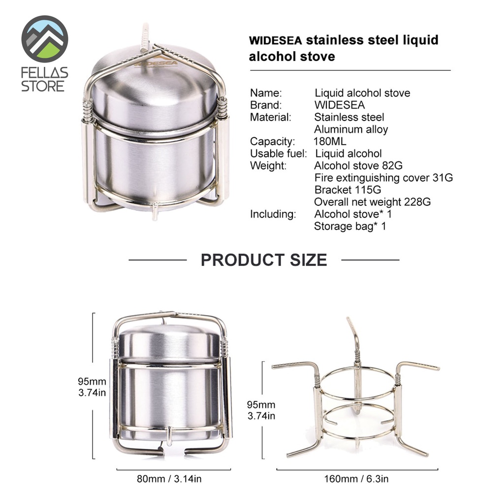 Widesea - Stainless Steel Liquid Alcohol Stove