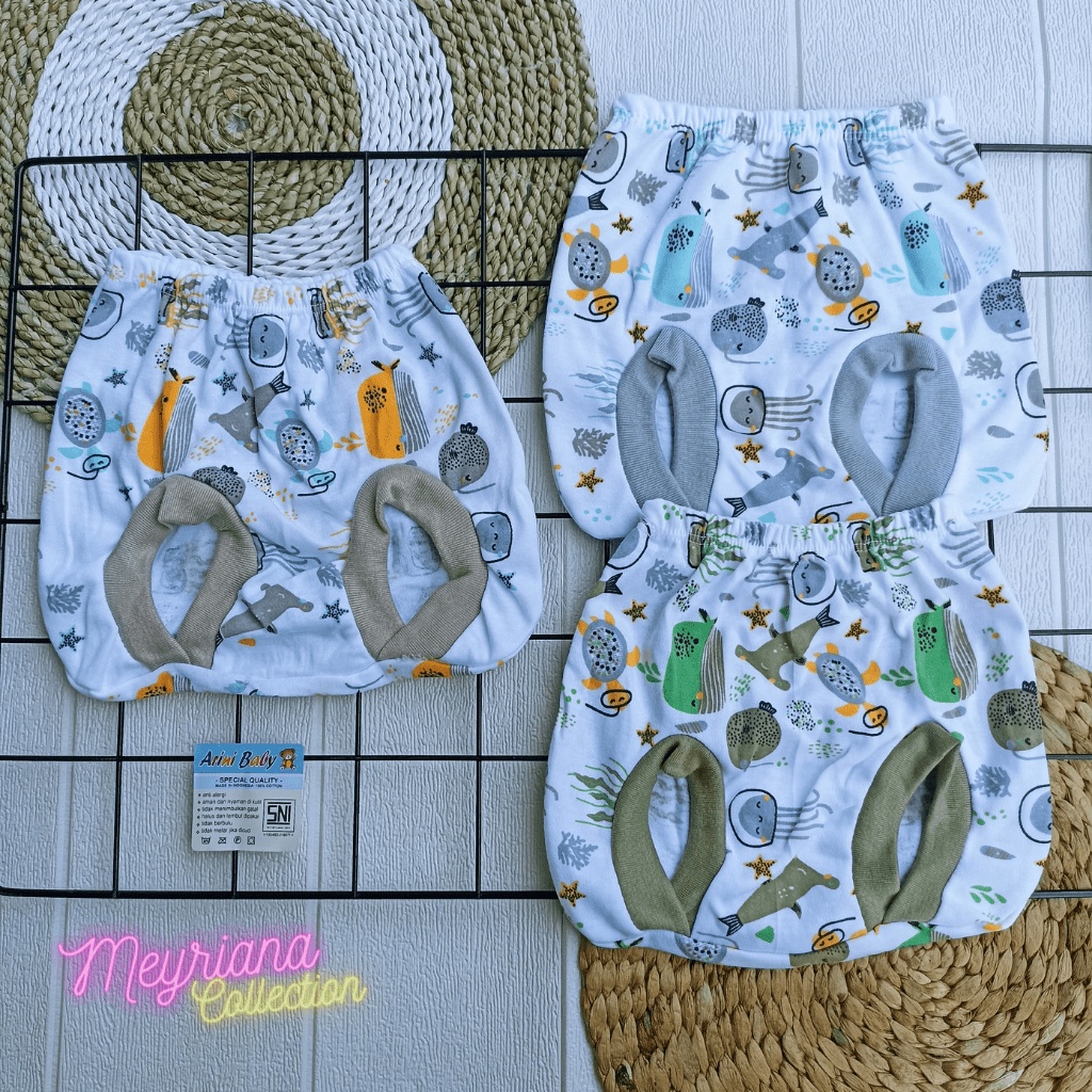 3 PCS Celana Pop Bayi Baru Lahir Usia 0-6 Bulan TEMA OCEAN Kualitas Premium SNI Meyriana Collection