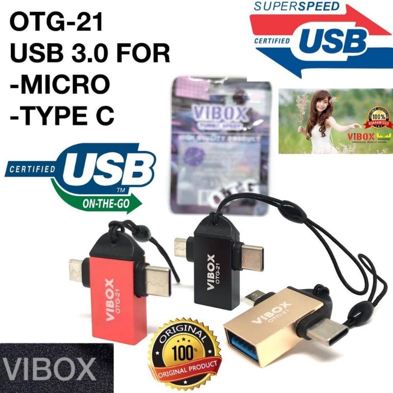 OTG VIBOX OTG-21 2IN1 MICRO TYPE-C On The Go VIBOX 2 IN 1 Tipe-c Micro