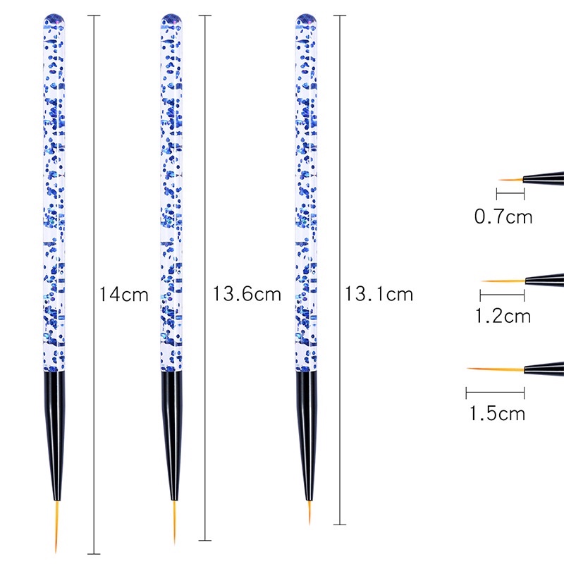 Brush Liner Drawing Kutek Gel Nail Art Bubbles Biru NP-75