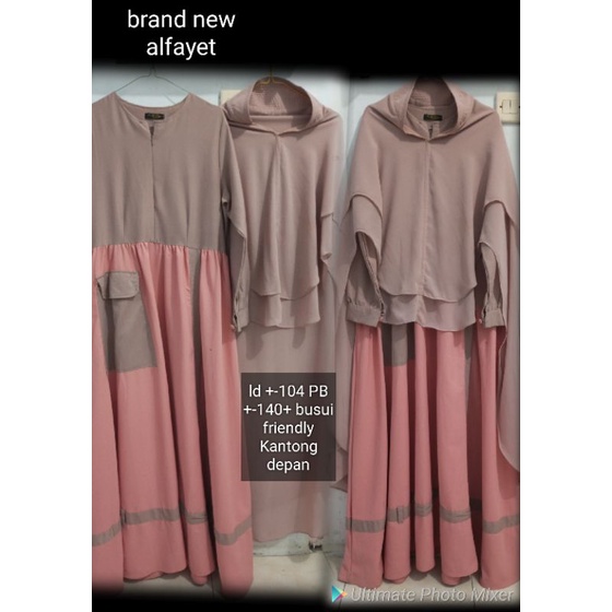 pl set gamis/dress Khimar syar'i original branded al-fayet preloved/second/bekas