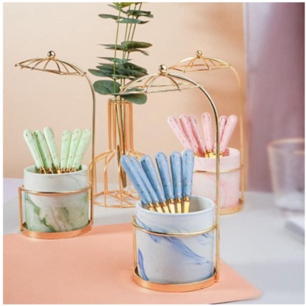 

Dijual Marble Ceramic Spoon Holder 6 Set Teaspoon / Set Sendok Teh Keramik - Biru Dengan Payung Murah