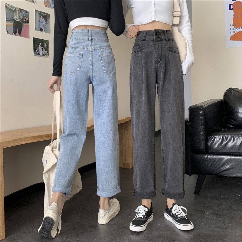 Boyfriend Jeans Wanita Korean Highwaist Loose Celana Jeans Wanita New Hot Sale 【THE GOOD SISTERS】