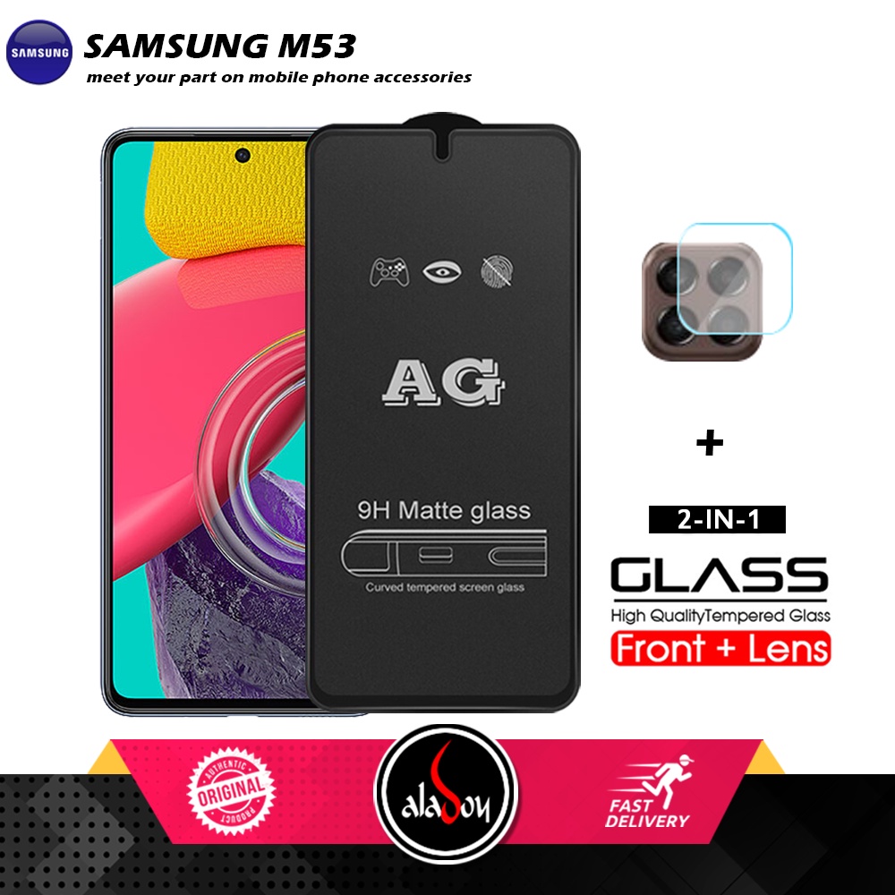 Samsung M53 PAKET 2IN1 Tempered Glass Matte Anti Glare Full Layar dan Tempered Glass Kamera