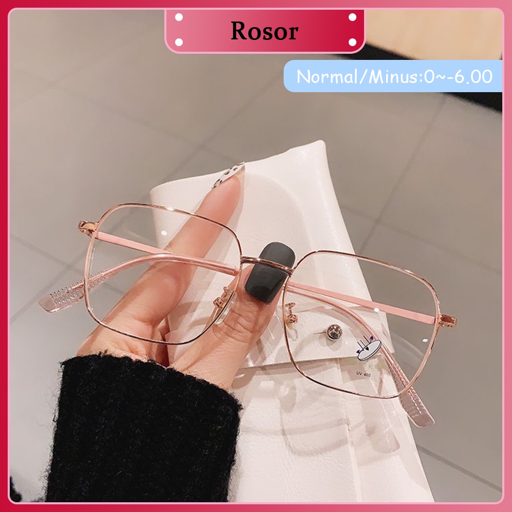 Photocromic Kacamata Minus Wanita Pria Cowok Fashion Kotak Besi Frame Kaca Mata Optik Lensa Photocro