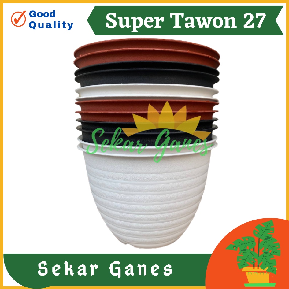 GARDEN OF LOVE - Pot Super Tawon 27 cm 27cm Putih Cokelat Hitam Coklat Termurah