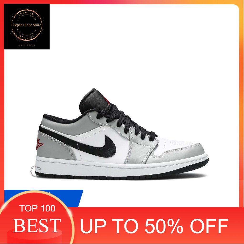 Sepatu Sneakers Air Jordan 1 Low 'Light Smoke Grey' Import Original Pria Wanita