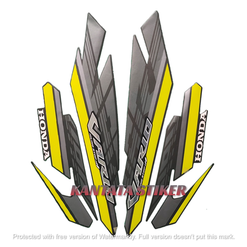 STIKER STRIPING LIS BODY MOTOR VARIO 125 2017 ISS FULL HITAM STABILO STANDAR FULL SET