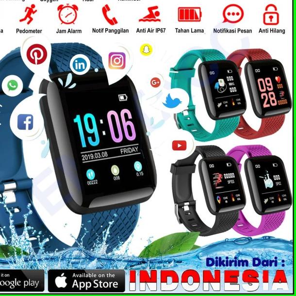 Jam Tangan Sporty Hestia ID116 Pro Plus Smartband Asisten Olahraga - Navy