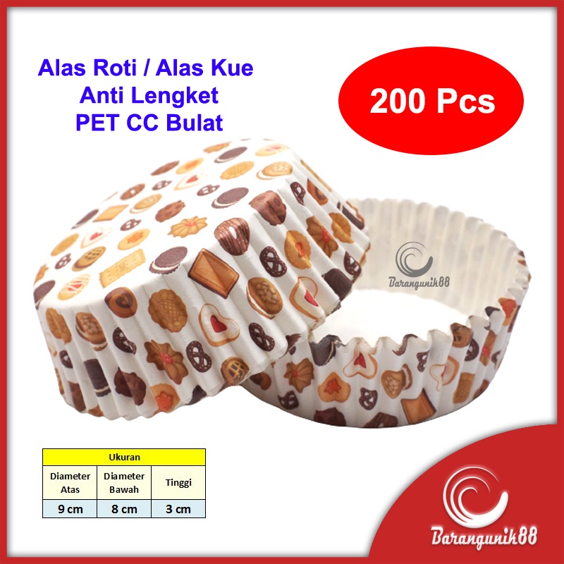 [200 pcs] Kertas Alas Roti Kue Anti Lengket PET CC Bulat Roti Bluder