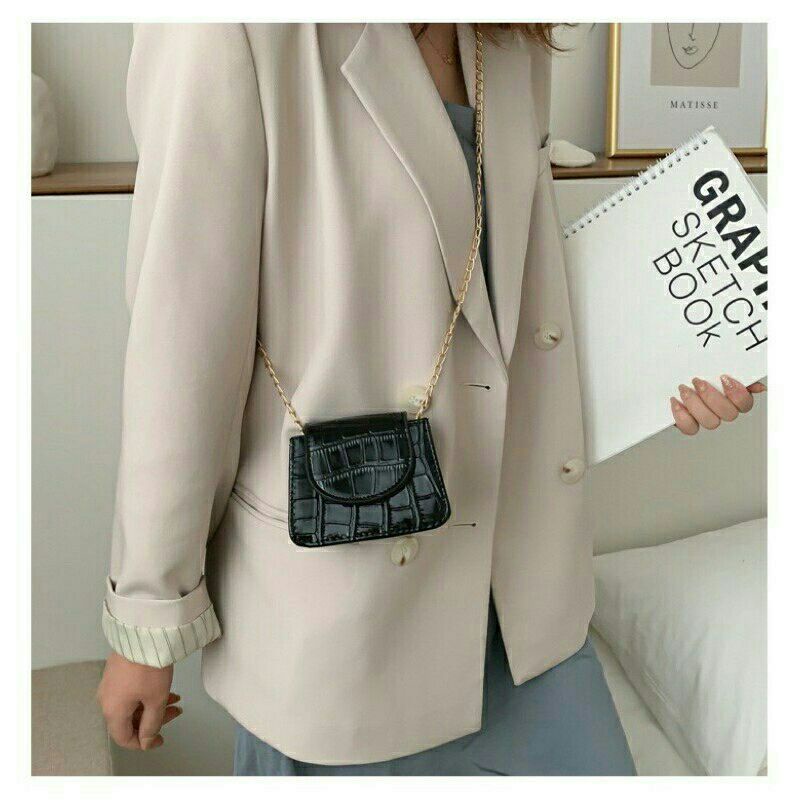 Tas Slingbag Mini CROCO | Tas Selempang Wanita Bahan kulit buaya | Murah Bisa COD