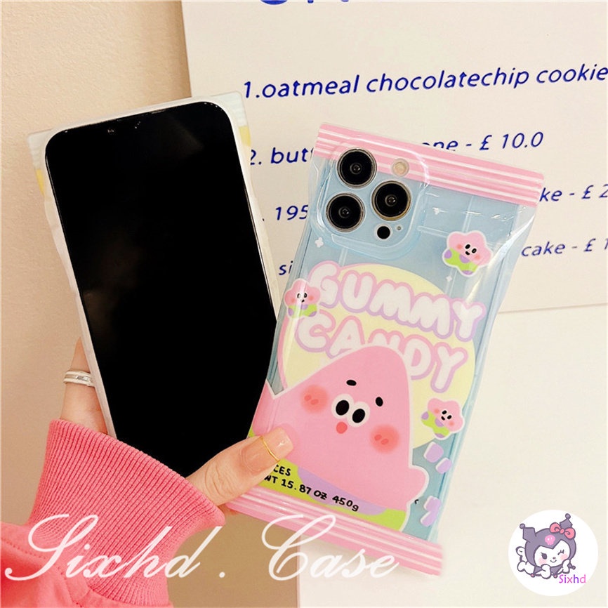 Compatible For iPhone 14 13 12 11 Pro Max SE2020 X Xr Xs Max 8 7 Plus Candy Snack Bag Case Cartoon Spongebob Phone Case Soft Shockproof Silicon Tpu Protective Cover