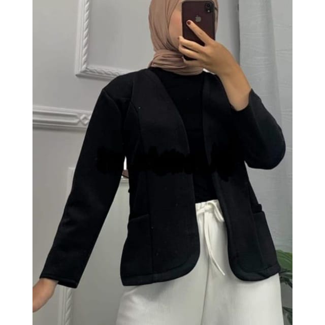 𝐊𝐈𝐑𝐀𝐍𝐈 Nabila Blazer Polos Scuba Atasan Blazer Formal Wanita Hijab Kekinian Terlaris Terbaru