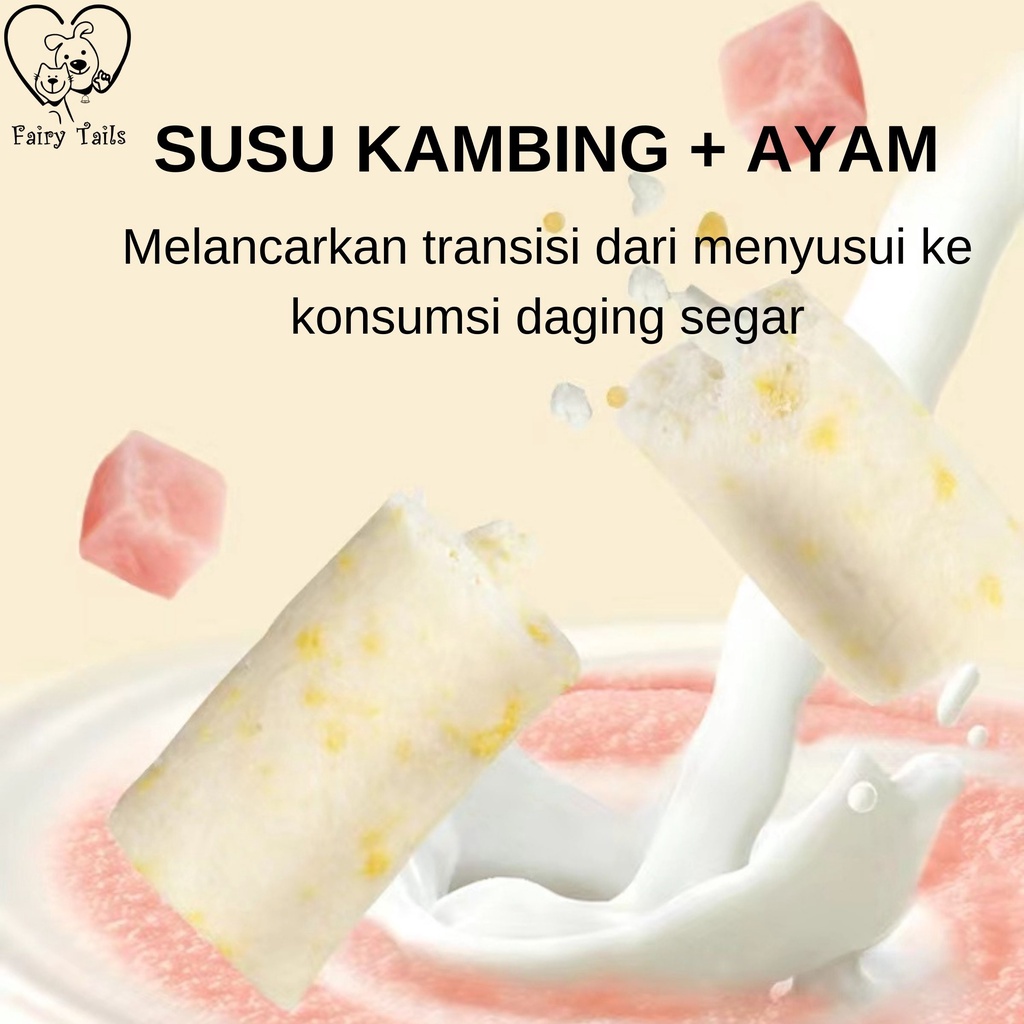 Dental Milk Stick Untuk Kucing Suplemen Bahan Susu Kambing dan Daging Ayam Segar Melalui Proses Emulsifikasi Cemilan Snack Sehat / Myfoodie Freeze Dried Dental Stick For Cat