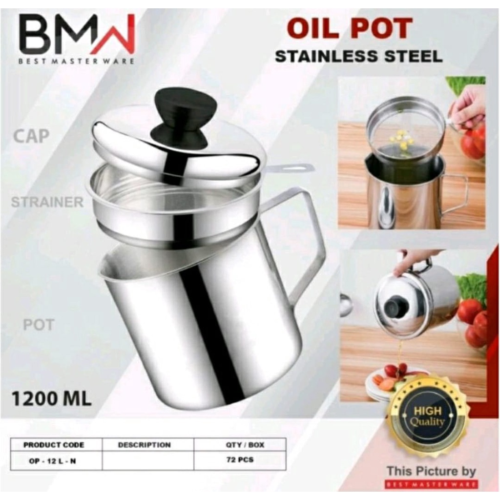 WADAH MINYAK / PENYARING MINYAK / OIL POT STAINLESS / OILPOT FREE BOX FBL