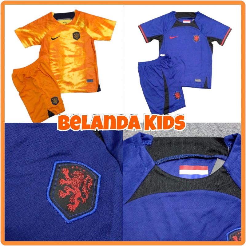 Setelan Import Junior / Jersey Bola Anak Belanda / Kaos SepakBola Belanda / Kaos Celana Belanda / Jersey Piala Dunia 2022 / Sport Collection