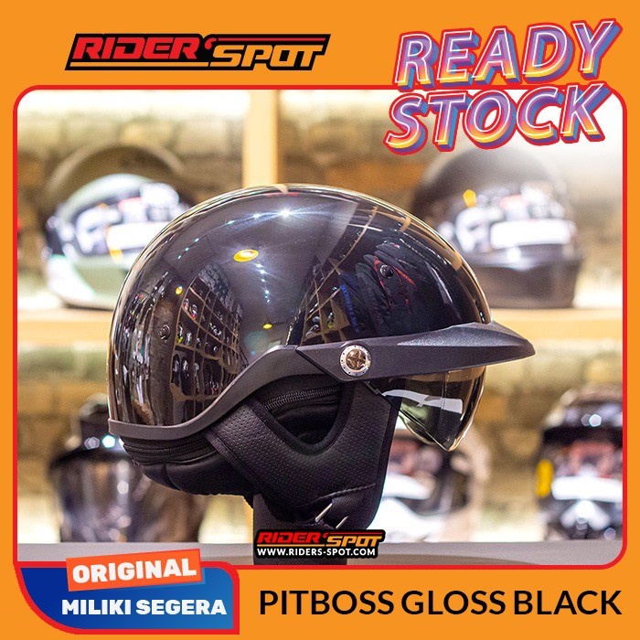 Helm Bell Pit Boss Gloss Black Open Face Cruiser Original USA