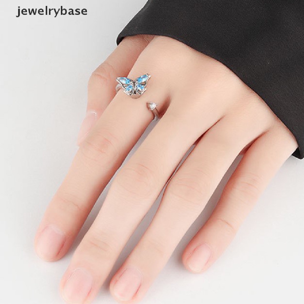 Cincin Adjustable Desain Kupu-Kupu Hias Berlian Imitasi Anti Stress Untuk Wanita