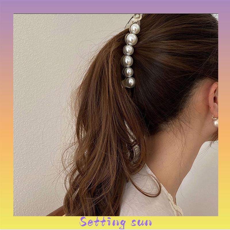 Jepit Rambut Pisang 10.5cm Mutiara Kristal Jepitan Ponytail  Salon Banana Ponytail Hair Claw Clips TN