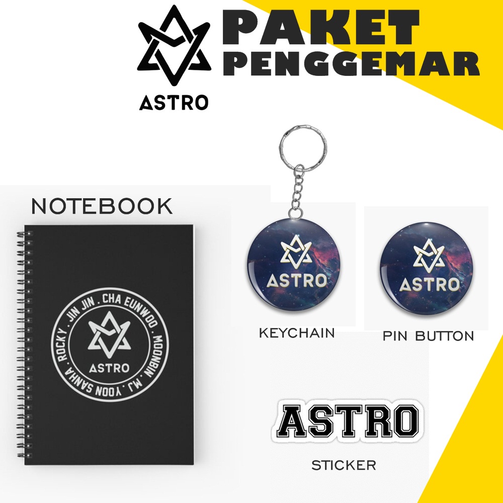 Paket KPOP Astro Sticker Notebook ASTRO Pin Ganci AROHA